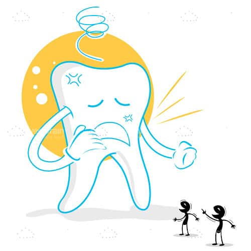 Sore Tooth with Germs in Cartoon Style